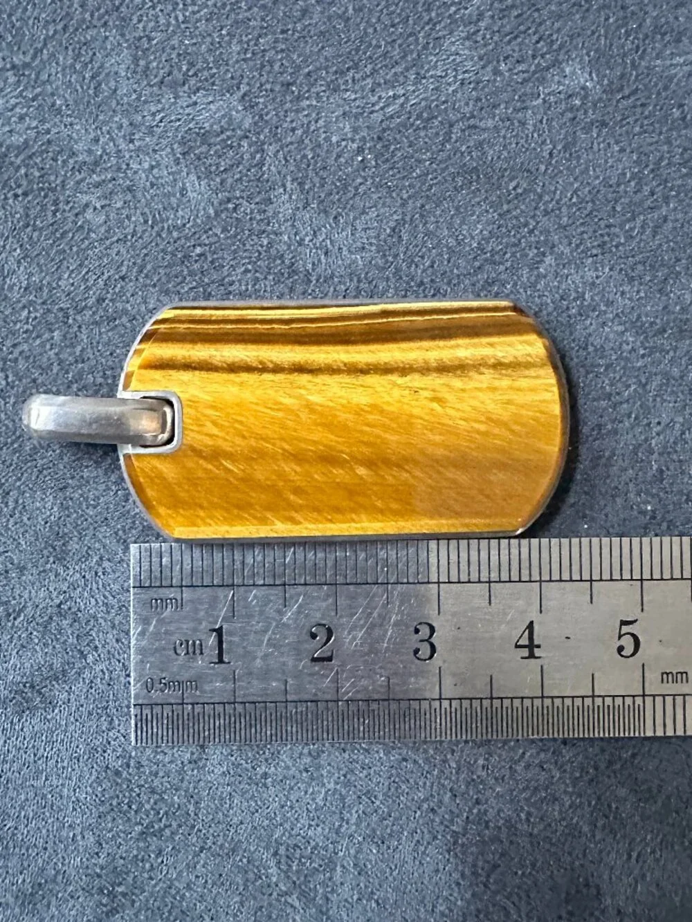 David Yurman Chevron Dog Tag Pendant w/ Tiger's Eye - 42mm